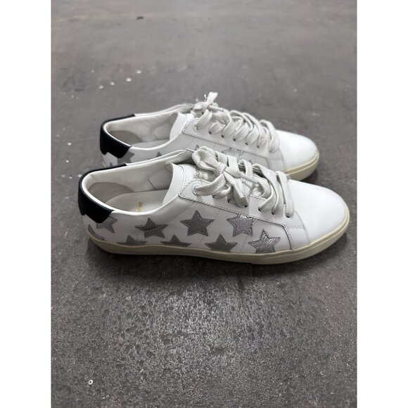 Saint Laurent Court Classic Star Sneakers Blanc Optique & Argent Noir